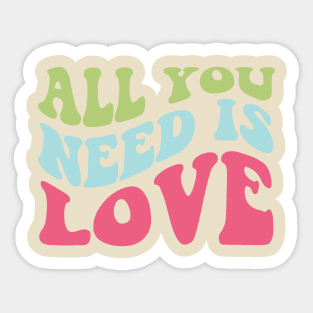 All You Need is Love Retro Wavy Font Design Sticker